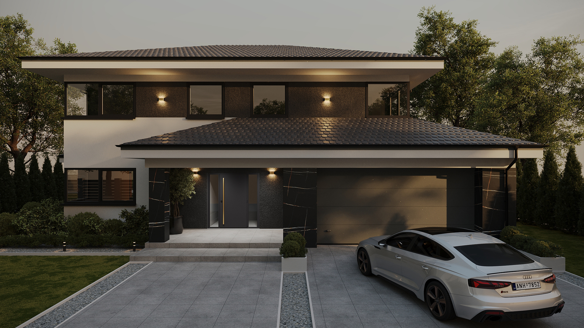 Elewacja domu w Żernikach Wrocławskich